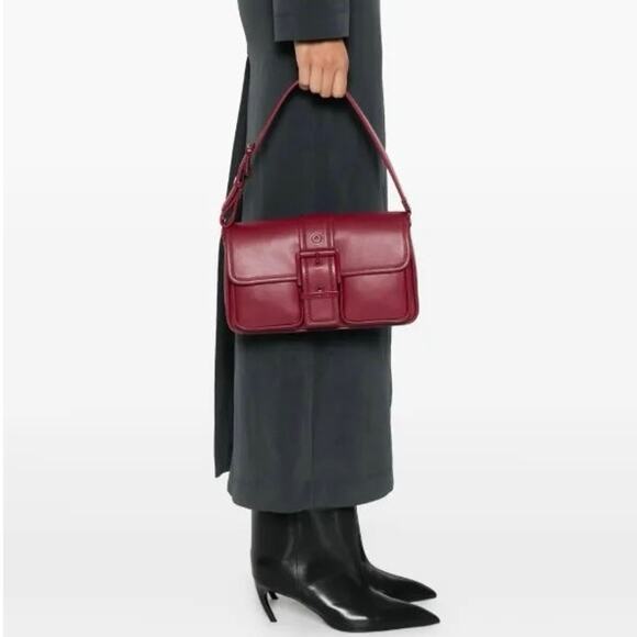 NEW Michael Kors Colby Medium Leather Shoulder Bag Mulberry Buckle Flap Purse - Picture 2 of 13